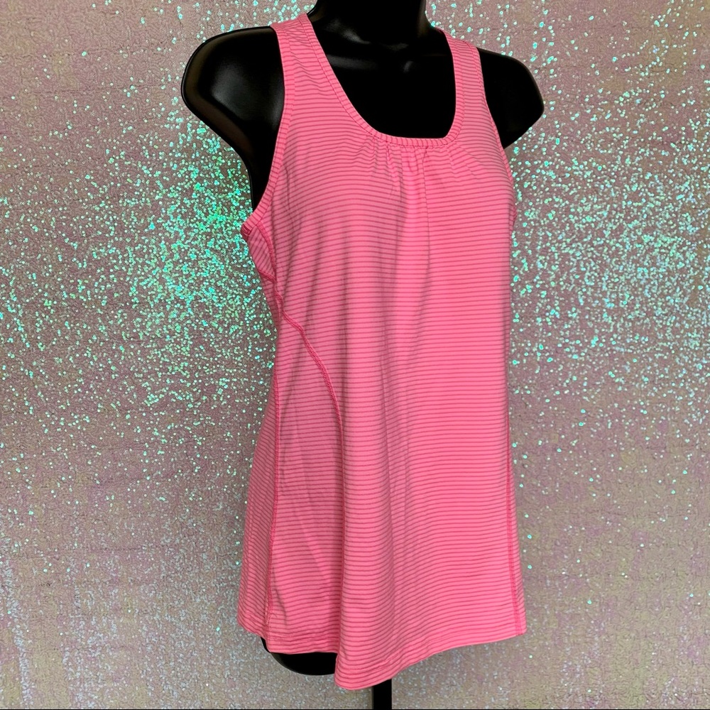 Neon Pink Stripes Workout Tank Top
